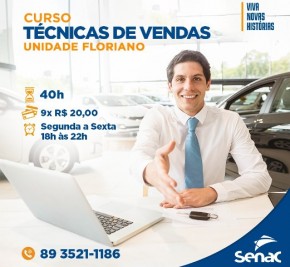 Senac de Floriano promove curso sobre Técnicas de Vendas.(Imagem:Divulgação)