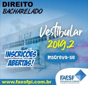 FAESF abre inscrições para Bacharelado em Direito.(Imagem:Divulgação)