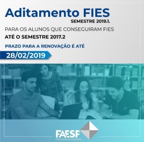 FAESF informa que prazo para aditamento de contratos do FIES expira no próximo mês.(Imagem:FAESF)