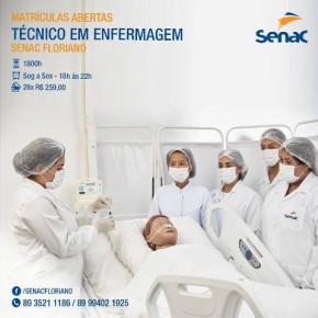 Senac Floriano abre inscrições para curso Técnico em Enfermagem(Imagem:Divulgação)