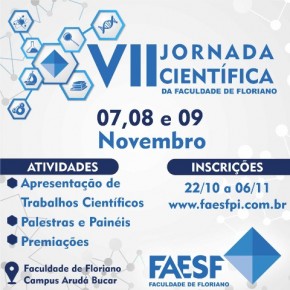  VII Jornada Científica da FAESF acontece no período de 07 a 09 de novembro.(Imagem:FAESF )