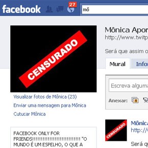 O perfil censurado de Monica Apor no Facebook(Imagem:Facebook)
