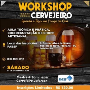 FAESF realiza I Workshop de Cerveja Artesanal.(Imagem:FAESF)