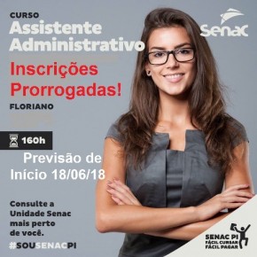 Senac de Floriano oferece Curso de Assistente Administrativo.(Imagem:Divulgação)