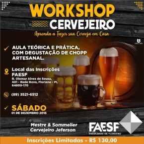 Workshop de Fabricação e Degustação de Cervejas acontece dia 01 de dezembro na FAESF.(Imagem:FAESF)