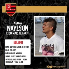 Naylson foi anunciado pelo Flamengo-PI na página do clube.(Imagem:Divulgação)