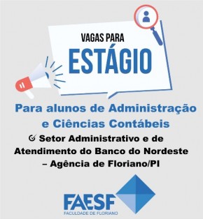 FAESF divulga edital de processo seletivo para estagiários.(Imagem:FAESF )