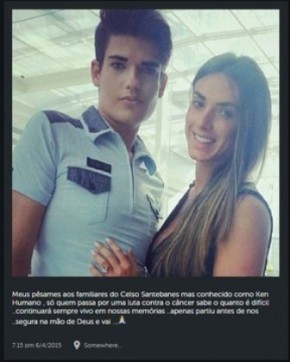 Ken Humano e Nicole Bahls, em post que a modelo fez no Instagram.(Imagem:Reprodução/Instagram)