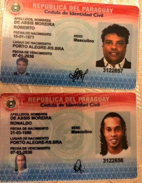 Fotos de documentos de identidade paraguaios com nomes de Ronaldinho e seu irmão(Imagem:Ministério Público Paraguai)