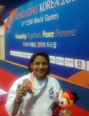 Sarah Menezes fatura bronze na Coreia do Sul.(Imagem:Arquivo pessoal/Tenente Maicon)