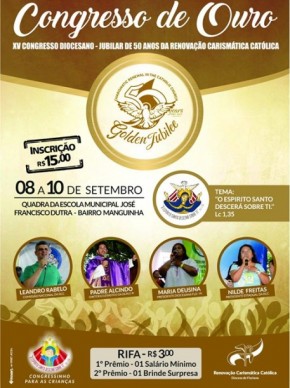 RCC da Diocese de Floriano promove o Congresso Jubilar de Ouro.(Imagem:Divulgação)
