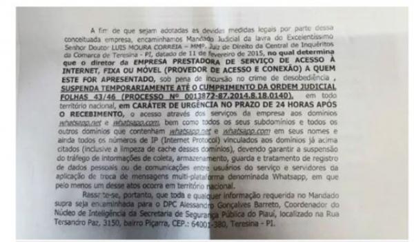 Decisão de juiz do Piauí suspende temporariamente uso do Whatsapp em todo o Brasil.(Imagem:Reprodução)