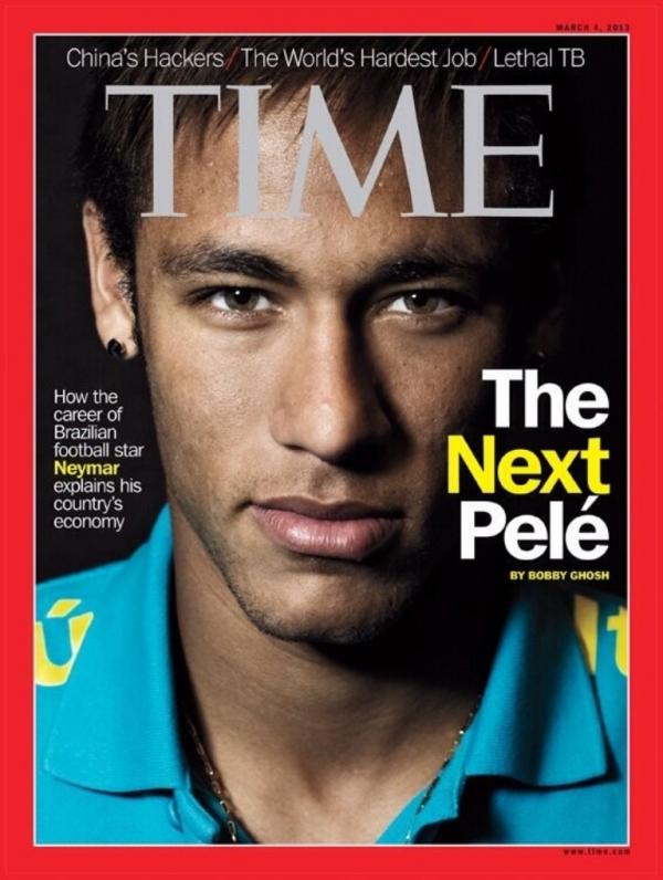 Neymar na capa da Time.(Imagem:Reprodução)