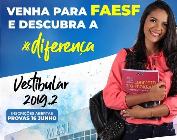 FAESF abre inscrições para o vestibular 2019.2.(Imagem:Divulgação)