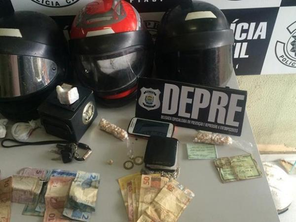 Drogas eram colocadas em capacete e distribuídas em Teresina.(Imagem:Divulgação/Polícia Civil)