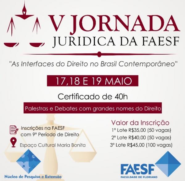 V Jornada Jurídica da FAESF será realizada no mês de maio em Floriano.(Imagem:FAESF )