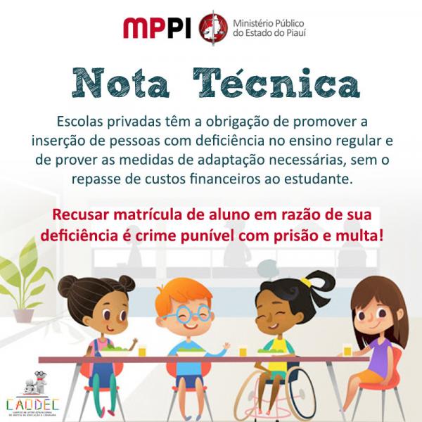 MPPI emite nota técnica sobre a inserção de pessoas com deficiência no ensino regular(Imagem:Reprodução/ MPPI)