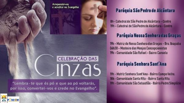 Diocese de Floriano divulga programação da quarta-feira de cinzas.(Imagem:Divulgação)