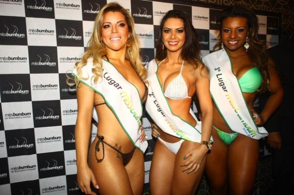 As três primeiras colocadas do concurso Miss Bumbum em São Paulo.(Imagem:Iwi Onodera/EGO)