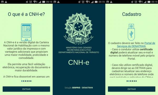 Imagens do aplicativo da CNH-e(Imagem:Reprodução)