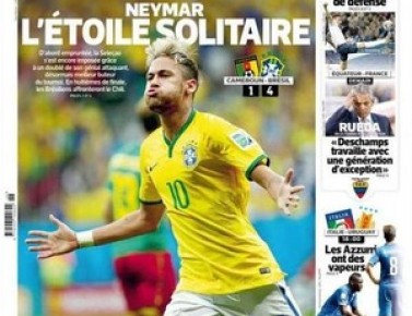 Neymar é a capa do L´Equipe após decidir para o Brasil contra Camarões.(Imagem:Reprodução)