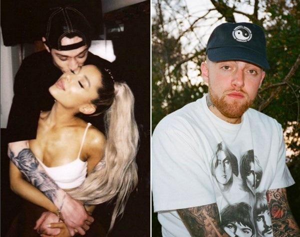 A cantora Ariana Grande com o noivo, o comediante Pete Davidson, e o ex-namorado, o rapper Mac Miller.(Imagem:Instagram)