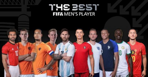 Relação de candidatos não traz nenhum brasileiro e inclui Messi, Cristiano Ronaldo e trio holandês com Van Dijk, De Ligt e De Jong. Campeão europeu, Liverpool tem três candidatos.(Imagem:Reprodução)