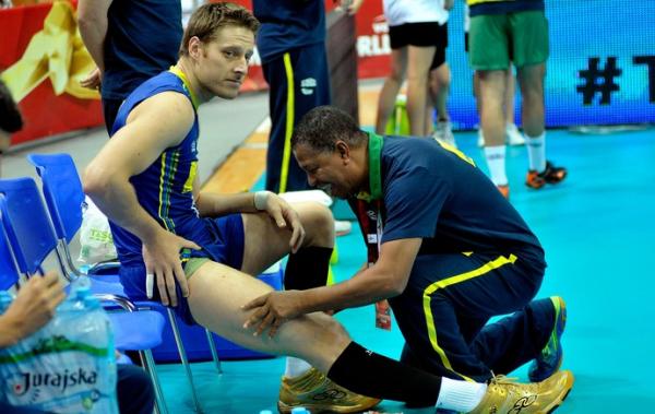Murilo já vinha se queixando de dores na coxa ao longo do Mundial.(Imagem:FIVB)