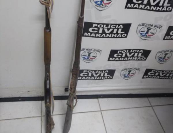 Polícia Civil de Barão de Grajaú cumpre mandado e apreende armas de fogo.(Imagem:Polícia Civil)