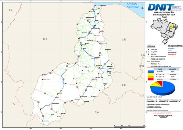 Relatório do DNIT aponta BR-135 como a pior rodovia do Piauí.(Imagem:Divulgação)