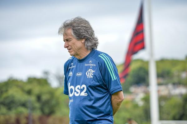 Jorge Jesus no Ninho do Urubu(Imagem:Marcelo Cortes/Flamengo)