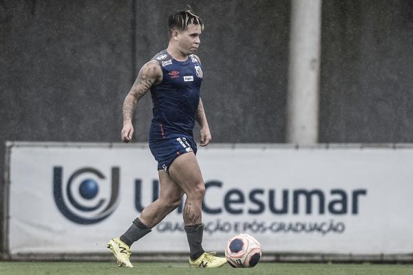 Soteldo durante treino do Santos na última segunda-feira(Imagem:Ivan Storti/Santos FC)