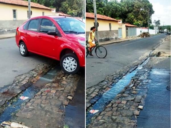 Morador reclama de canaleta mal feita na Rua Padre Reis.(Imagem:Internauta/FlorianoNews)