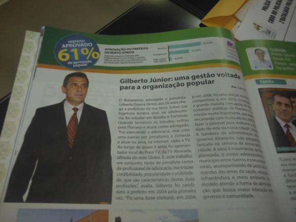 Revista Boletim dos Municípios destaca administração de Gilberto Júnior .(Imagem:FlorianoNews)