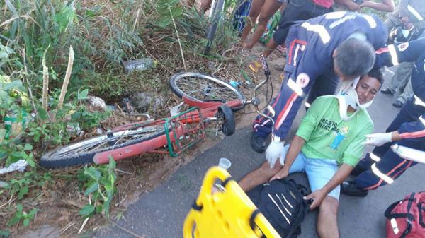 Ciclista foi encaminhado com ferimentos leves ao  Hospital de Urgência de Teresina (HUT). (Imagem:Divulgação)