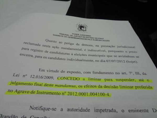 Liminar concedida pelo Des. Brandão de Carvalho é suspensa, diz Advogado Pascoal Cortez.(Imagem:FlorianoNews)