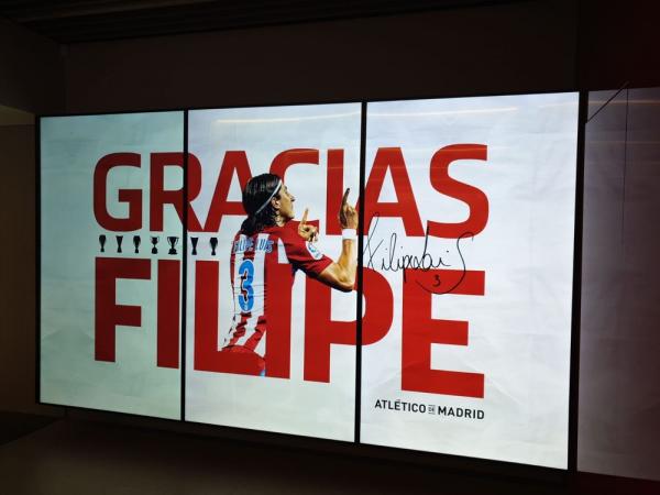 Atlético de Madrid fez imagem de agradecimento a Filipe Luís.(Imagem:Fernando Kallas)