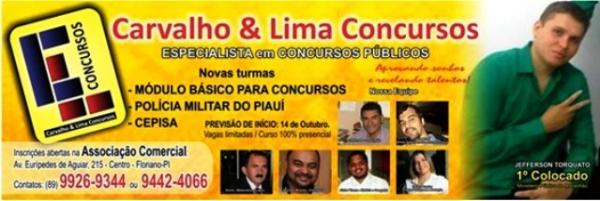 Carvalho & Lima concursos lança novas turmas presenciais em Floriano. Primeiro aula é GRÁTIS.(Imagem:Divulgação)