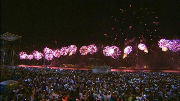 Espetáculo em Copacabana celebrou os 450 anos do Rio de Janeiro.(Imagem:Globo.com)