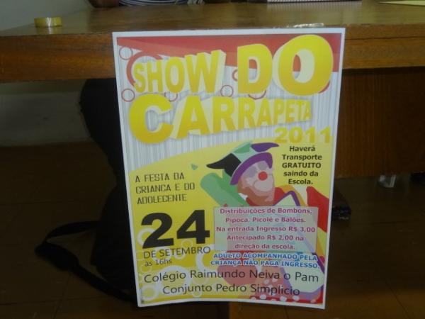 Show do carrapeta será realizado dia 24 de setembro.(Imagem:FlorianoNews)