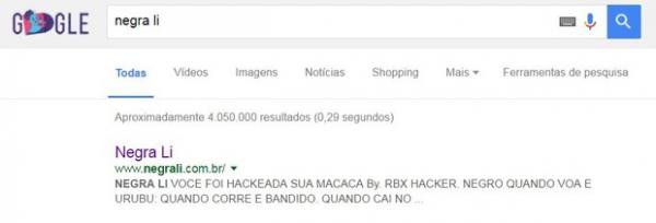 Site de Negra Li é hackeado (Foto: (Imagem:Reprodução / Site Oficial)