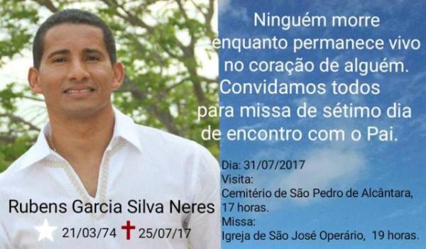 Missa pelo sétimo dia de Rubens Neres acontece nesta segunda-feira.(Imagem:Reprodução)