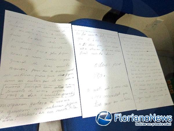 Carta escrita por Daiane antes do suícidio.(Imagem:FlorianoNews)