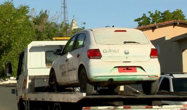 Viatura da cidade foi levada para a troca.(Imagem:Reprodução/TV Clube)