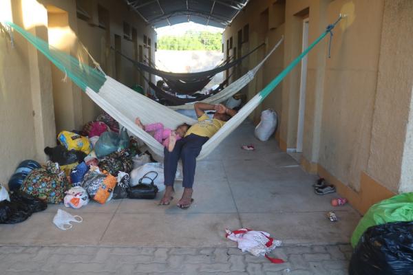 Venezuelanos são alojados em novo abrigo em Teresina.(Imagem:Rafaela Leal/G1 PI)