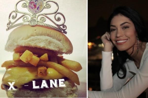 X-lane, o hambúrguer feito para homenagear a modelo Shislanne Hayalla.(Imagem:Isac Luz/ EGO)