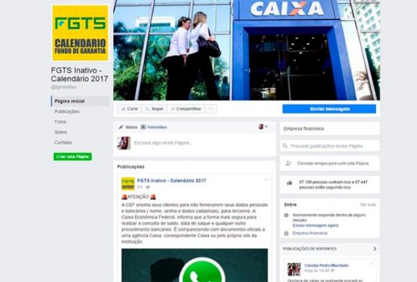 Caixa alerta para calendário de saques do FGTS falso nas redes sociais.(Imagem:Divlgalção)