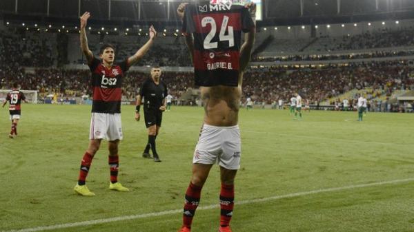 Gabigol comemora gol na final da Taça Guanabara entre Flamengo e Boavista.(Imagem:André Durão)