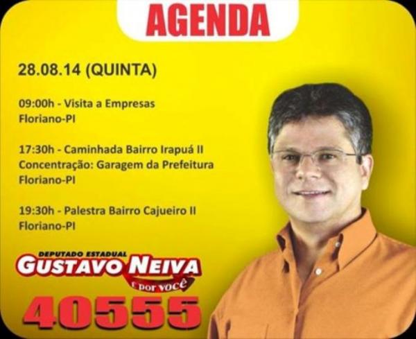Confira a agenda do candidato Gustavo Neiva para esta quinta (28)(Imagem:Assessoria de Comunicação)