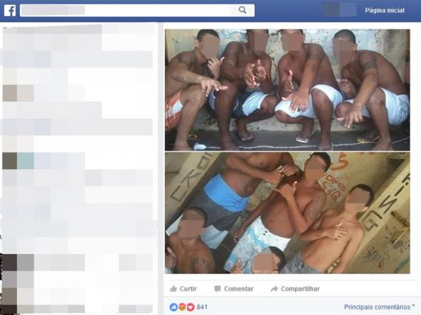 Jovens postam fotos dentro de cela do CEM.(Imagem:Reprodução/Facebook)